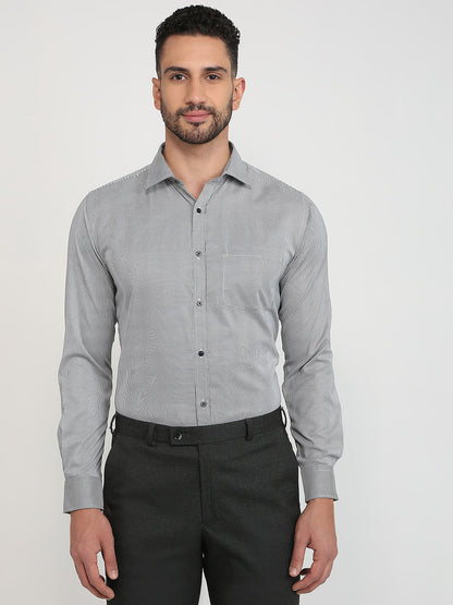 Park Avenue Men Black Stripe Slim Fit Cotton Blend Formal Shirt