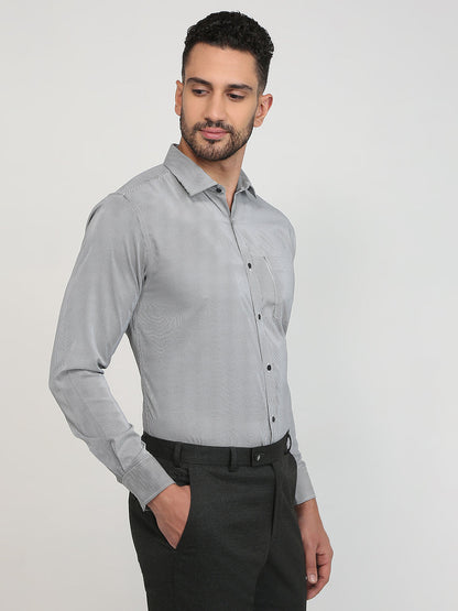 Park Avenue Men Black Stripe Slim Fit Cotton Blend Formal Shirt