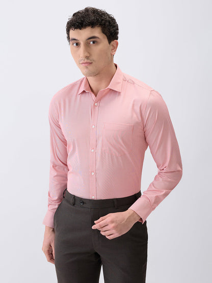 Park Avenue Men Red Stripe Slim Fit Cotton Blend Formal Shirt