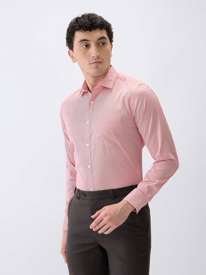 Park Avenue Men Red Stripe Slim Fit Cotton Blend Formal Shirt