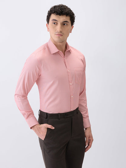 Park Avenue Men Red Stripe Slim Fit Cotton Blend Formal Shirt