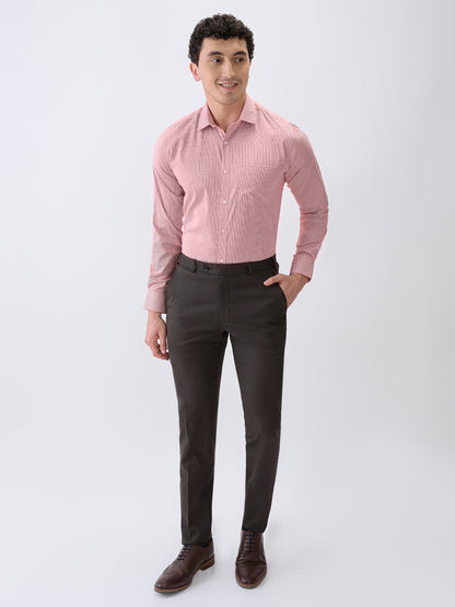 Park Avenue Men Red Stripe Slim Fit Cotton Blend Formal Shirt