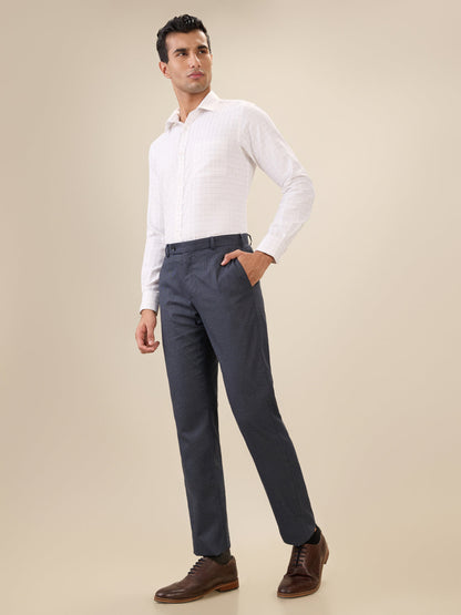 Park Avenue Men White Checks Slim Fit Cotton Blend Full Sleeve Formal Shirt