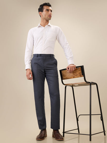 Park Avenue Men White Checks Slim Fit Cotton Blend Full Sleeve Formal Shirt