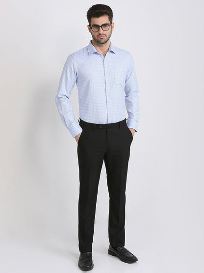 Park Avenue Men Blue Checks Slim Fit Cotton Blend Formal Shirt