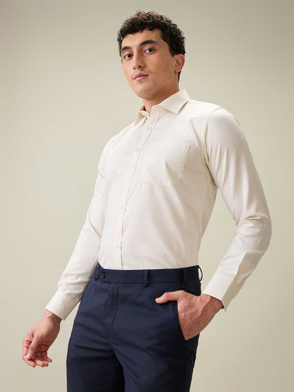 Park Avenue Men Brown Structure Slim Fit Cotton Blend Formal Shirt