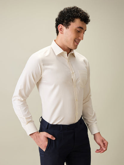 Park Avenue Men Brown Structure Slim Fit Cotton Blend Formal Shirt