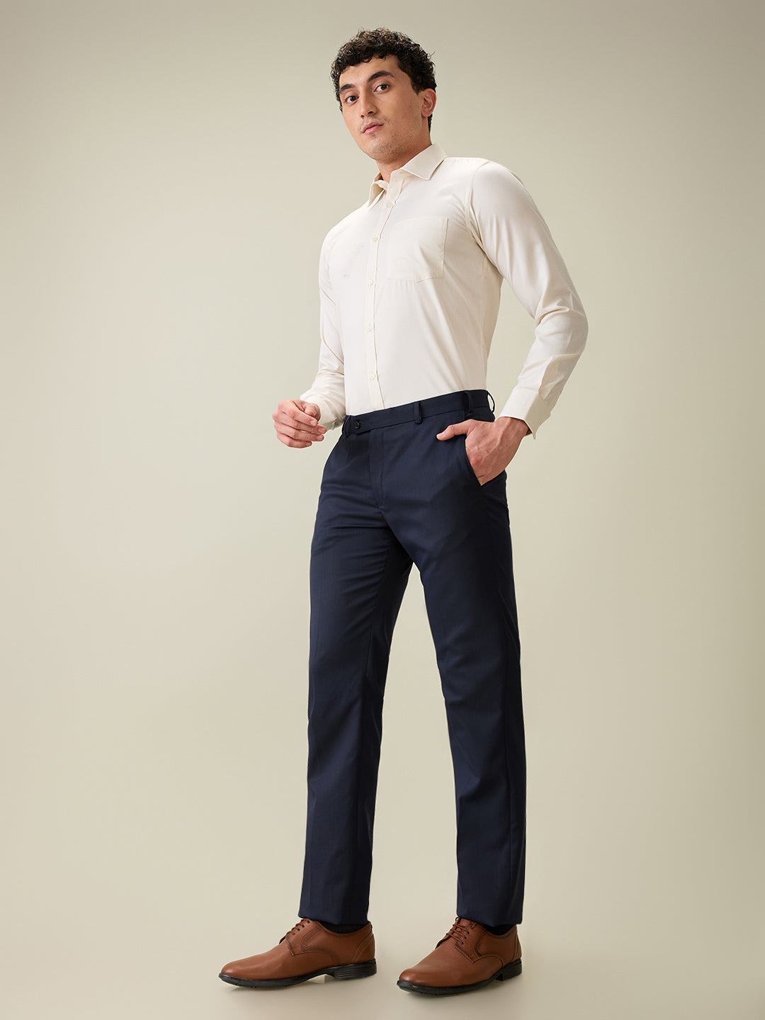 Park Avenue Men Brown Structure Slim Fit Cotton Blend Formal Shirt