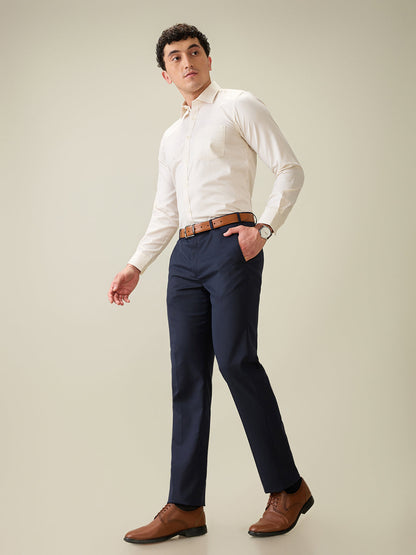 Park Avenue Men Brown Structure Slim Fit Cotton Blend Formal Shirt