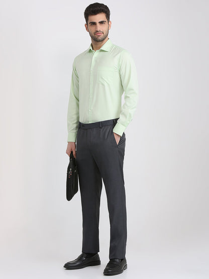 Park Avenue Men Green Structure Slim Fit Cotton Blend Formal Shirt