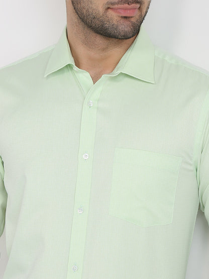 Park Avenue Men Green Structure Slim Fit Cotton Blend Formal Shirt
