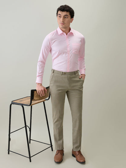 Park Avenue Men Pink Structure Slim Fit Cotton Blend Formal Shirt
