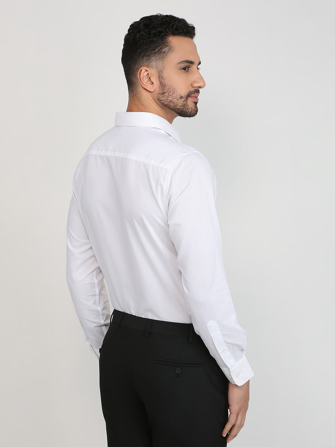 Park Avenue Men White Structure Slim Fit Cotton Blend Formal Shirt