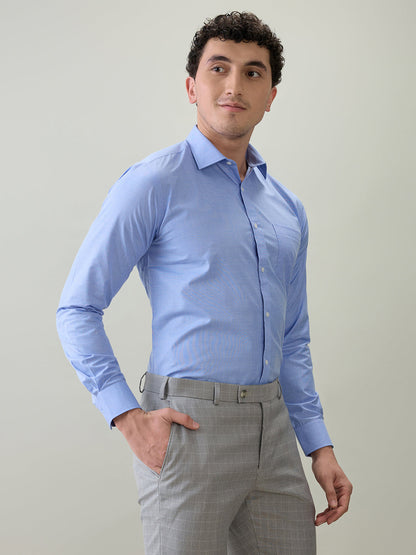 Park Avenue Men Blue Fil-A-Fil Slim Fit Cotton Blend Formal Shirt