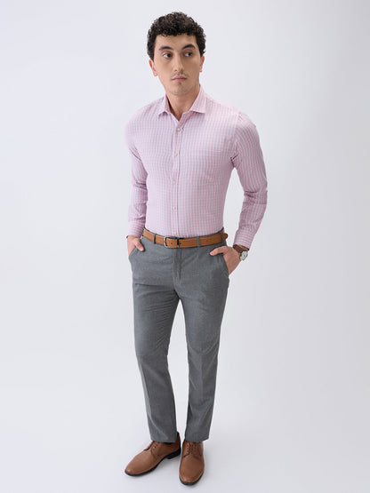 Park Avenue Men Pink Checks Slim Fit Cotton Blend Formal Shirt