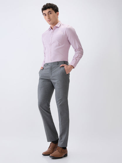 Park Avenue Men Pink Checks Slim Fit Cotton Blend Formal Shirt