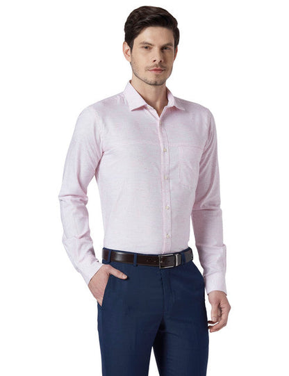 Park Avenue Men Pink Solid Slim Fit Cotton Blend Shirt