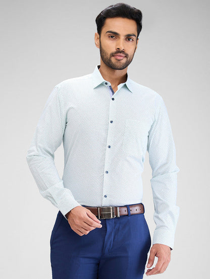 Park Avenue Blue Printed Slim Fit Cotton Formal Shirt