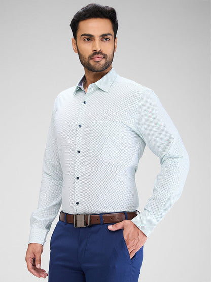 Park Avenue Blue Printed Slim Fit Cotton Formal Shirt