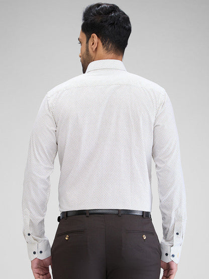 Park Avenue Men White Printed Slim Fit Cotton Formal Shirt