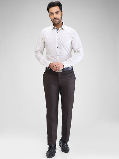 Park Avenue Men White Printed Slim Fit Cotton Formal Shirt
