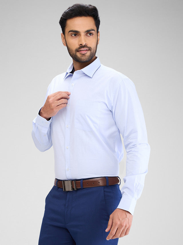 Park Avenue Blue Solid Slim Fit Cotton Formal Shirt