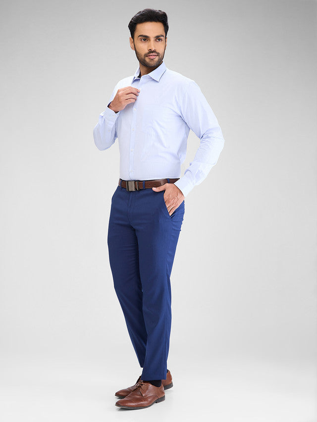 Park Avenue Blue Solid Slim Fit Cotton Formal Shirt