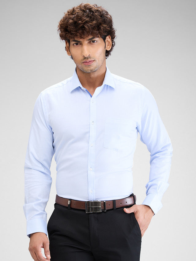 Park Avenue Blue Structure Slim Fit Cotton Formal Shirt