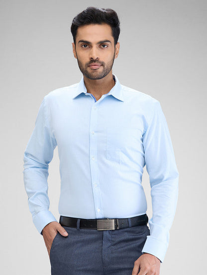 Park Avenue Blue Structure Slim Fit Cotton Formal Shirt