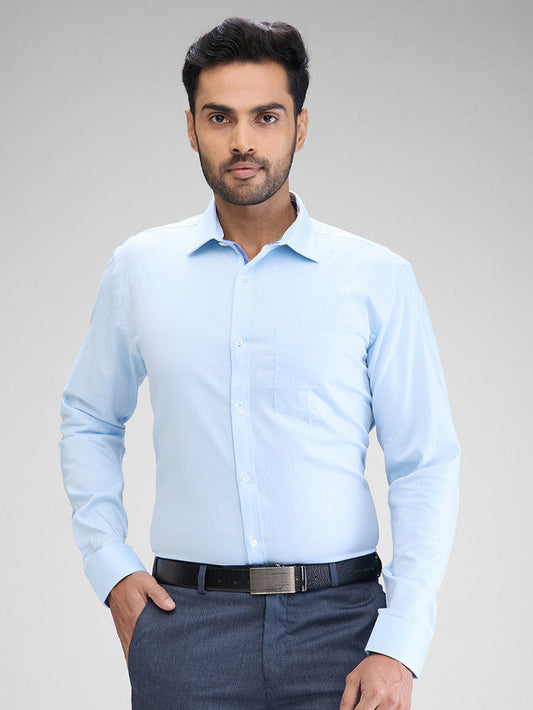 Park Avenue Blue Structure Slim Fit Cotton Formal Shirt