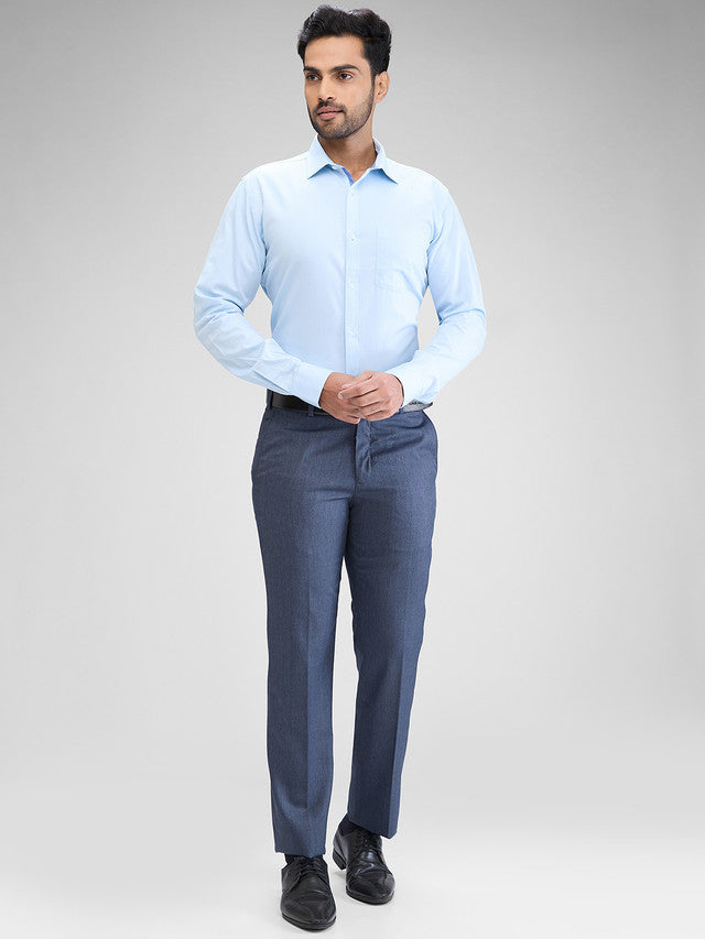 Park Avenue Blue Structure Slim Fit Cotton Formal Shirt