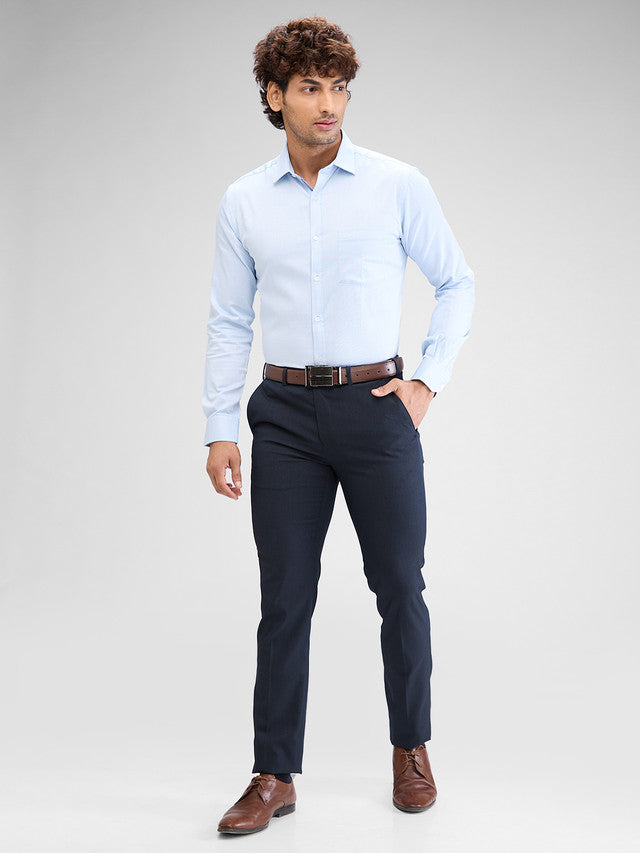 Park Avenue Blue Structure Slim Fit Cotton Formal Shirt