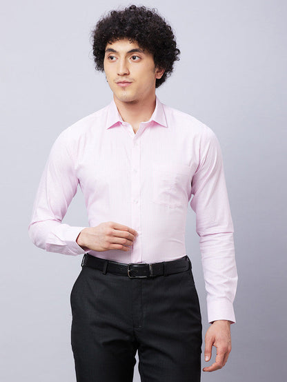 Park Avenue Men Pink Checkered Slim Fit Cotton Formal Shirt