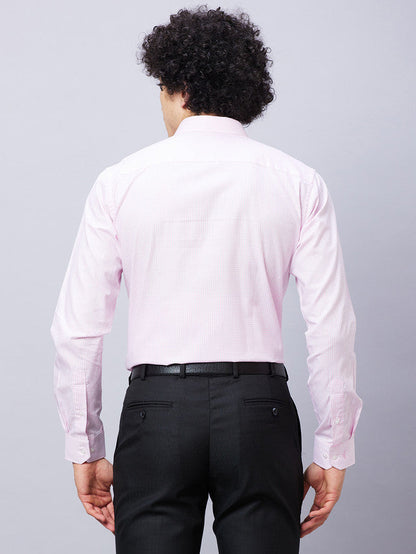 Park Avenue Men Pink Checkered Slim Fit Cotton Formal Shirt