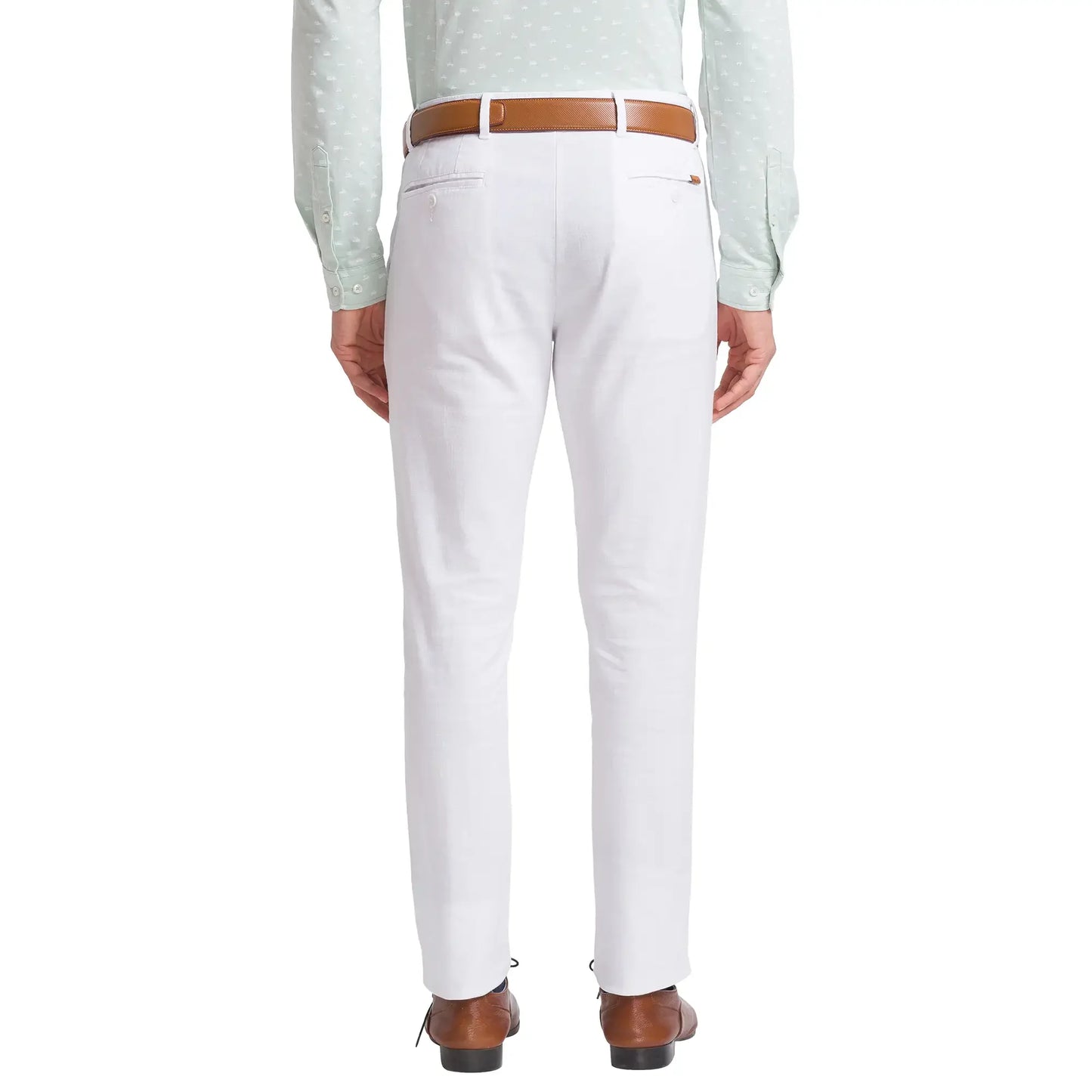 Men White Neo Classic Fit Solid Cotton Trouser