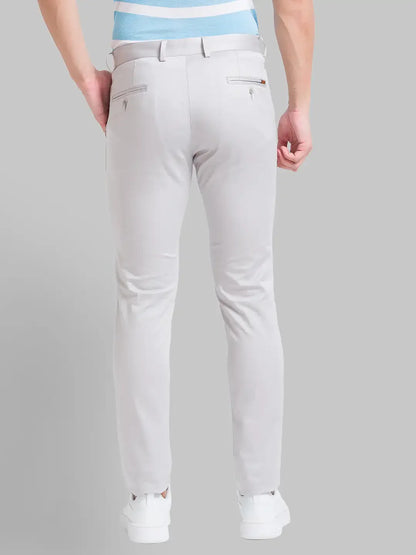Park Avenue Men Grey Solid Neo Fit Cotton Blend Trouser