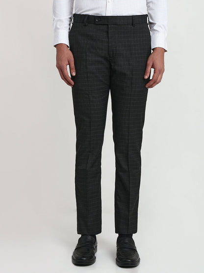 Park Avenue Men Grey Checks Slim Fit Polyester Blend Trouser