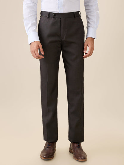 Park Avenue Men Grey Solid Slim Fit Polyester Blend Trouser