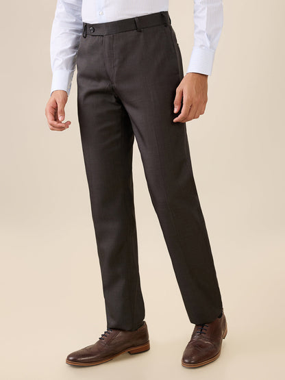 Park Avenue Men Grey Solid Slim Fit Polyester Blend Trouser