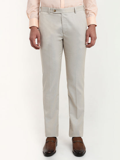 Park Avenue Men Brown Structure Slim Fit Polyester Blend Trouser