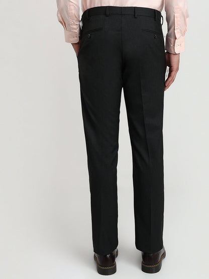 Park Avenue Men Grey Structure Slim Fit Polyester Blend Trouser