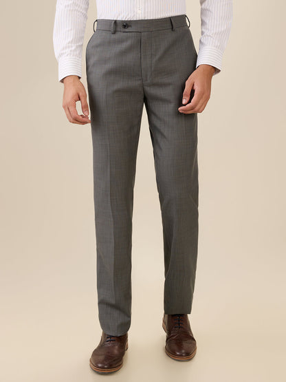 Park Avenue Men Grey Solid Slim Fit Polyester Blend Trouser