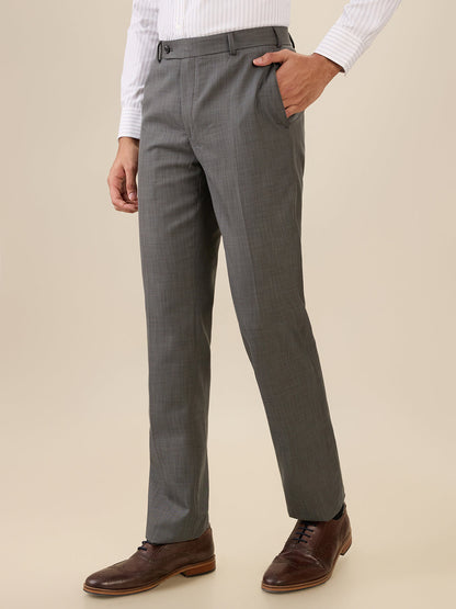 Park Avenue Men Grey Solid Slim Fit Polyester Blend Trouser