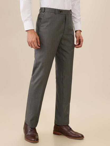 Park Avenue Men Grey Solid Slim Fit Polyester Blend Trouser