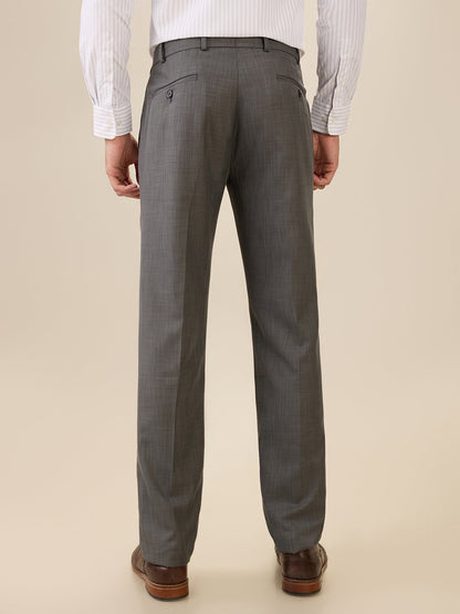 Park Avenue Men Grey Solid Slim Fit Polyester Blend Trouser
