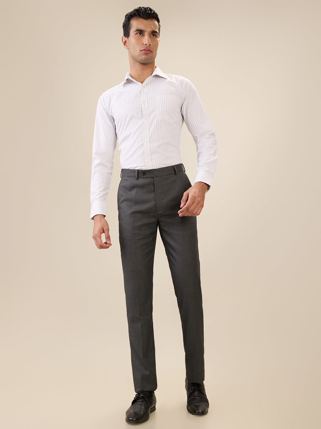 Park Avenue Men Blue Checks Slim Fit Polyester Blend Trouser