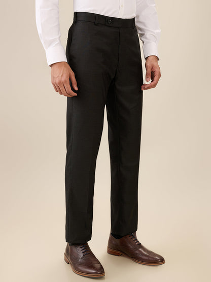 Park Avenue Men Black Checks Slim Fit Polyester Blend Trouser