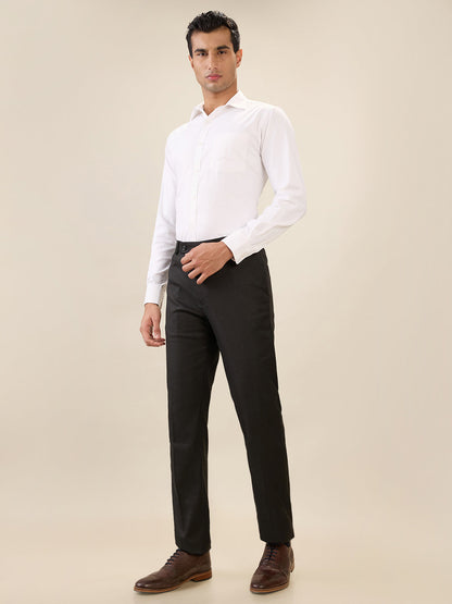 Park Avenue Men Black Checks Slim Fit Polyester Blend Trouser