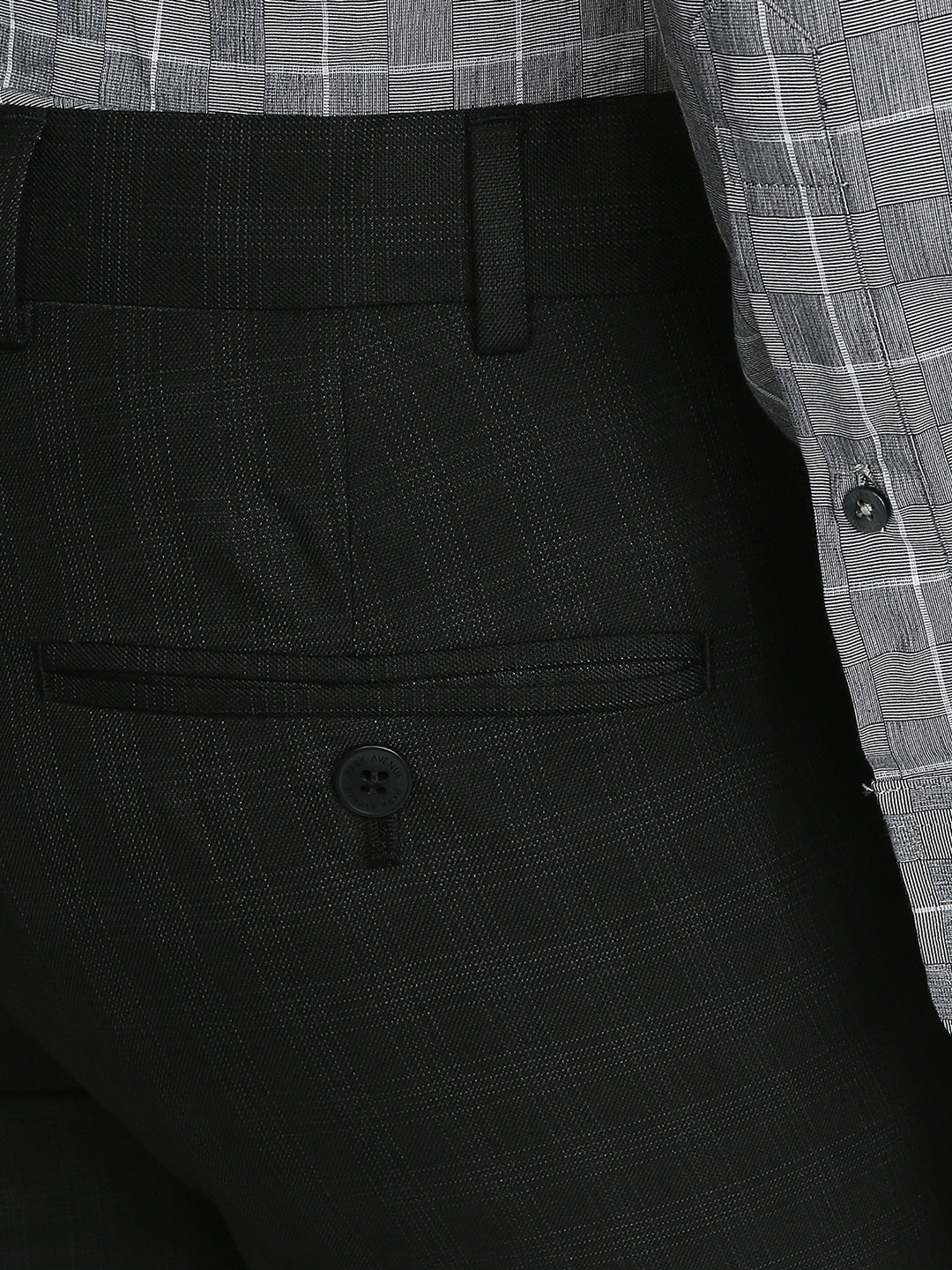 Park Avenue Men Black Checks Slim Fit Polyester Blend Trouser