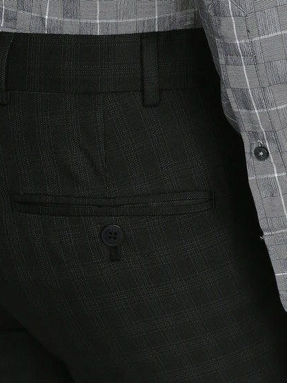 Park Avenue Men Black Checks Slim Fit Polyester Blend Trouser